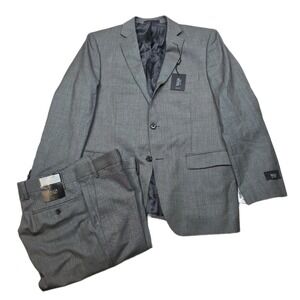 TALLIA Slim Fit Suit Mens 40R 2 Piece Pants 33 Gray Tan Black Wool‎ $699 NEW